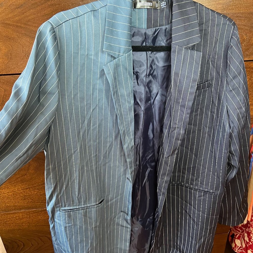 Missguided Two Tone Pinstripe Blazer Dress